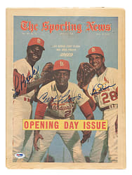 1969 Lou Brock, Curt Flood, and Vada Pinson Signed The Sports News Magazine