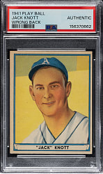 1941 R336 Play Ball #68 Jack Knott PSA Authentic - Wrong Back - #53 Luke Hamlin