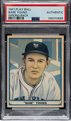 1941 R336 Play Ball #27 Babe Young Wrong Back PSA Authentic