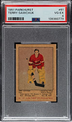 1951-1952 Parkhurst Hockey #61 Terry Sawchuk Rookie PSA VG-EX 4