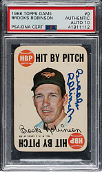 Signed 1968 Topps Game #9 Brooks Robinson PSA/DNA GEM MINT 10
