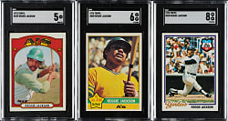 1972 to 1978 Topps Reggie Jackson SGC-Graded Trio