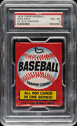 1976 Topps Unopened Wax Pack in 1974 Wrapper PSA NM-MT 8
