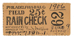 June 9, 1906 Philadelphia Phillies (vs. Pittsburgh Pirates) Ticket Stub - "Forfeit" Game