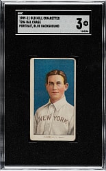 1909-1911 T206 White Border Hal Chase Portrait Blue Background SGC VG 3 - Old Mill Back