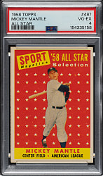 1958 Topps #487 Mickey Mantle All-Star PSA VG-EX 4