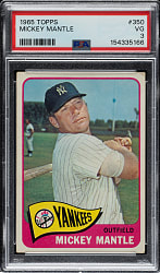 1965 Topps #350 Mickey Mantle PSA VG 3