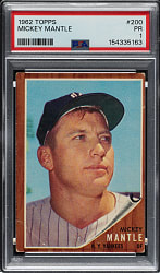 1962 Topps #200 Mickey Mantle PSA POOR 1