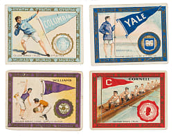 1909-1910 T51 Murad "College Series" and Circa 1910 B33 "College Athlete, Pennant and Seal" Fringed Rugs Collection (22) Including Williams Basketball and Yale Football