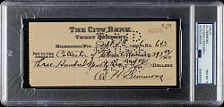 1936 Al Simmons Signed Check PSA/DNA NM-MT 8