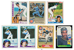 1983 to 1987 Topps, Fleer, and Donruss Hall of Fame and Star Rookie Collection (7) Including Don Mattingly, Wade Boggs, and Greg Maddux