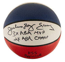 Julius Erving Signed Basketball with "3x ABA MVP" and "2x ABA Champ" Inscriptions - Beckett