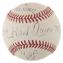 Hank Aaron Single-Signed Baseball with Multiple Inscriptions - JSA