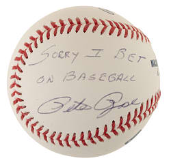 Pete Rose Single-Signed Baseball with "Sorry I Bet On Baseball" Inscription - JSA
