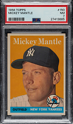 Lot # 9: 1958 Topps #150 Mickey Mantle PSA NM 7