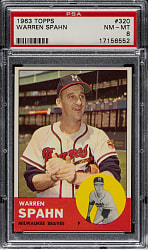 1963 Topps #320 Warren Spahn PSA NM-MT 8