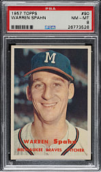 1957 Topps #90 Warren Spahn PSA NM-MT 8