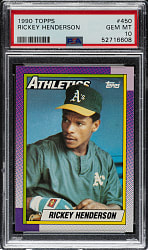 1990 Topps #450 Rickey Henderson PSA GEM MINT 10