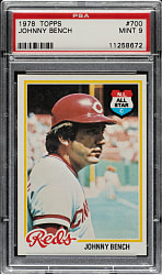 1978 Topps #700 Johnny Bench PSA MINT 9