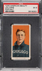 1909-1911 T206 White Border Lou Fiene Portrait PSA EX 5 - American 350 Back