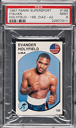 1988 Panini Supersport Stickers Boxing #168 Evander Holyfield PSA MINT 9