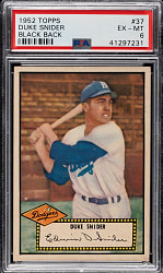 1952 Topps #37 Duke Snider Black Back PSA EX-MT 6