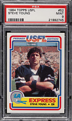 1984 Topps USFL Football #52 Steve Young Rookie PSA MINT 9