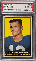 1961 Topps Football #150 Don Maynard Rookie PSA MINT 9