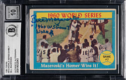 Signed 1961 Topps #312 World Series Game 7 Bill Mazeroski Beckett GEM MINT 10
