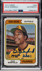 Signed 1974 Topps #456 Dave Winfield Rookie - PSA/DNA