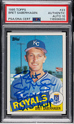 Signed 1985 Topps #23 Bret Saberhagen Rookie PSA/DNA GEM MINT 10