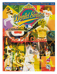 Gary Sheffield Signed 1997 Florida Marlins vs. Cleveland Indians World Series Program - PSA/DNA
