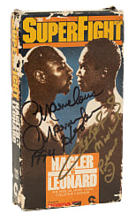 Marvin Hagler and Sugar Ray Leonard Dual-Signed SuperFight VHS Tape - Beckett