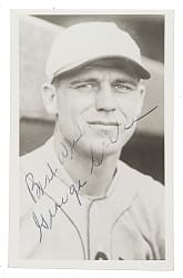 George Sisler Signed Real-Photo Postcard - JSA