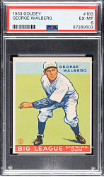 1933 R319 Goudey #183 Rube Walberg PSA EX-MT 6