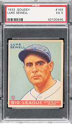 1933 R319 Goudey #163 Luke Sewell PSA EX 5