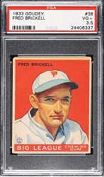 1933 R319 Goudey #38 Fred Brickell PSA VG+ 3.5