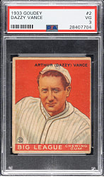 1933 R319 Goudey #2 Dazzy Vance PSA VG 3
