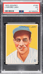 1933 R319 Goudey #193 Lynford Lary PSA VG 3
