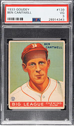 1933 R319 Goudey #139 Ben Cantwell PSA VG 3