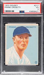 1933 R319 Goudey #217 Frank Crosetti PSA VG 3