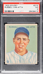 1933 R319 Goudey #215 Russell Van Atta PSA VG 3