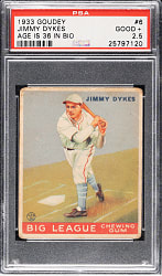 1933 R319 Goudey #6 Jimmy Dykes Age is 36 in Bio PSA GOOD+ 2.5