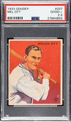 1933 R319 Goudey #207 Mel Ott PSA GOOD+ 2.5