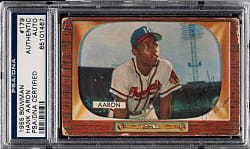 Signed 1955 Bowman #179 Hank Aaron - PSA/DNA
