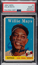 Signed 1958 Topps #5 Willie Mays PSA GOOD 2 with GEM MINT 10 Signature