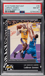 2019-2020 Panini Instant Basketball #35 LeBron James White Tiger #1/1 PSA NM-MT 8