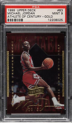 1999-2000 Upper Deck Athlete of Century Basketball #83 Michael Jordan Gold #3/50 PSA MINT 9