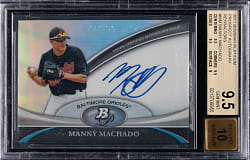 2011 Bowman Platinum Prospect Autographs #BPA-MM Manny Machado BGS GEM MINT 9.5 with GEM MINT 10 Signature