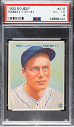 1933 R319 Goudey #218 Wesley Ferrell PSA VG-EX 4